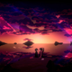 A gorgeous sunset surrounds One Dreamer's two protagonists.